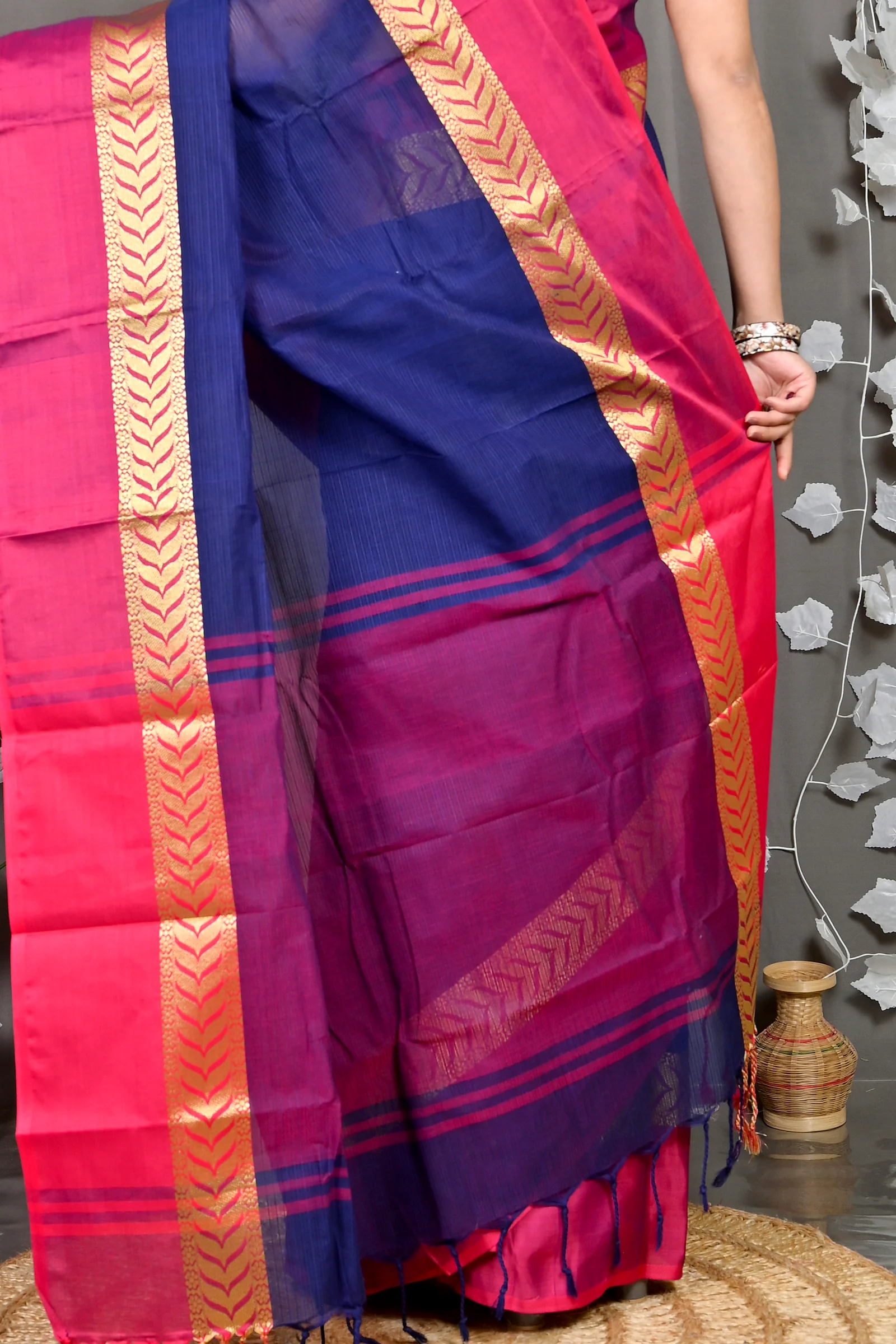 Naby Blue Pure Cotton Parvin Tant Saree (579)